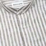 Axelts Green Linen Stripe Mandarin Shirt