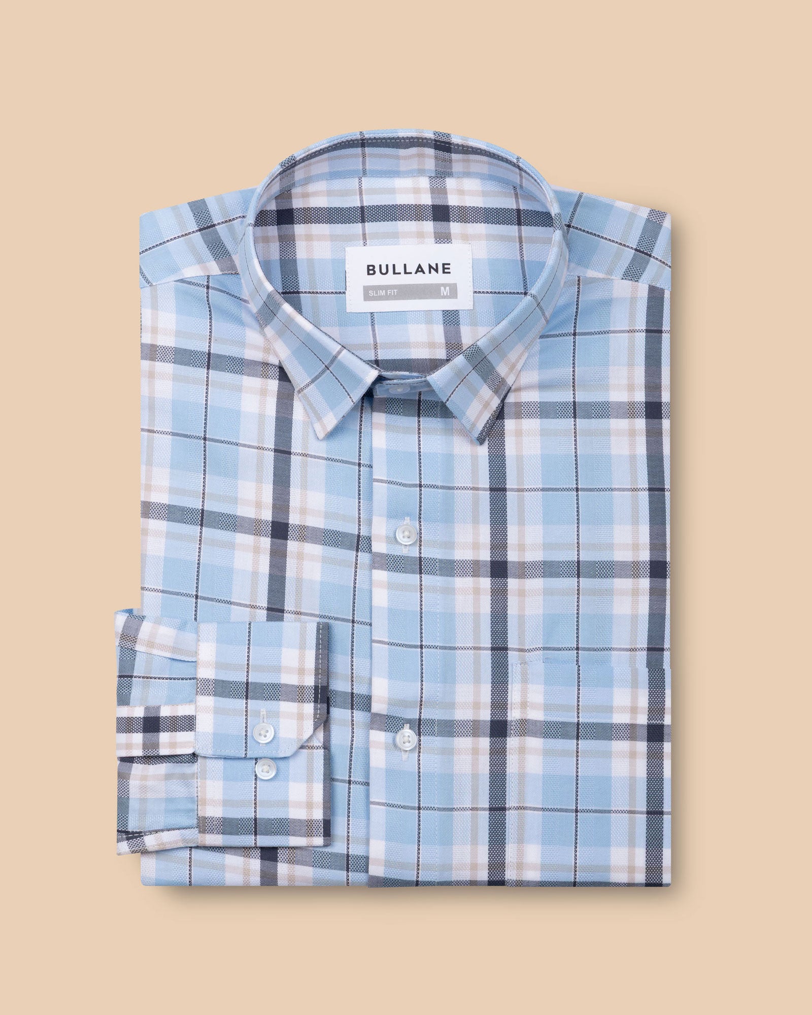 Karl Sky Blue Cotton Check Shirt - Bullane