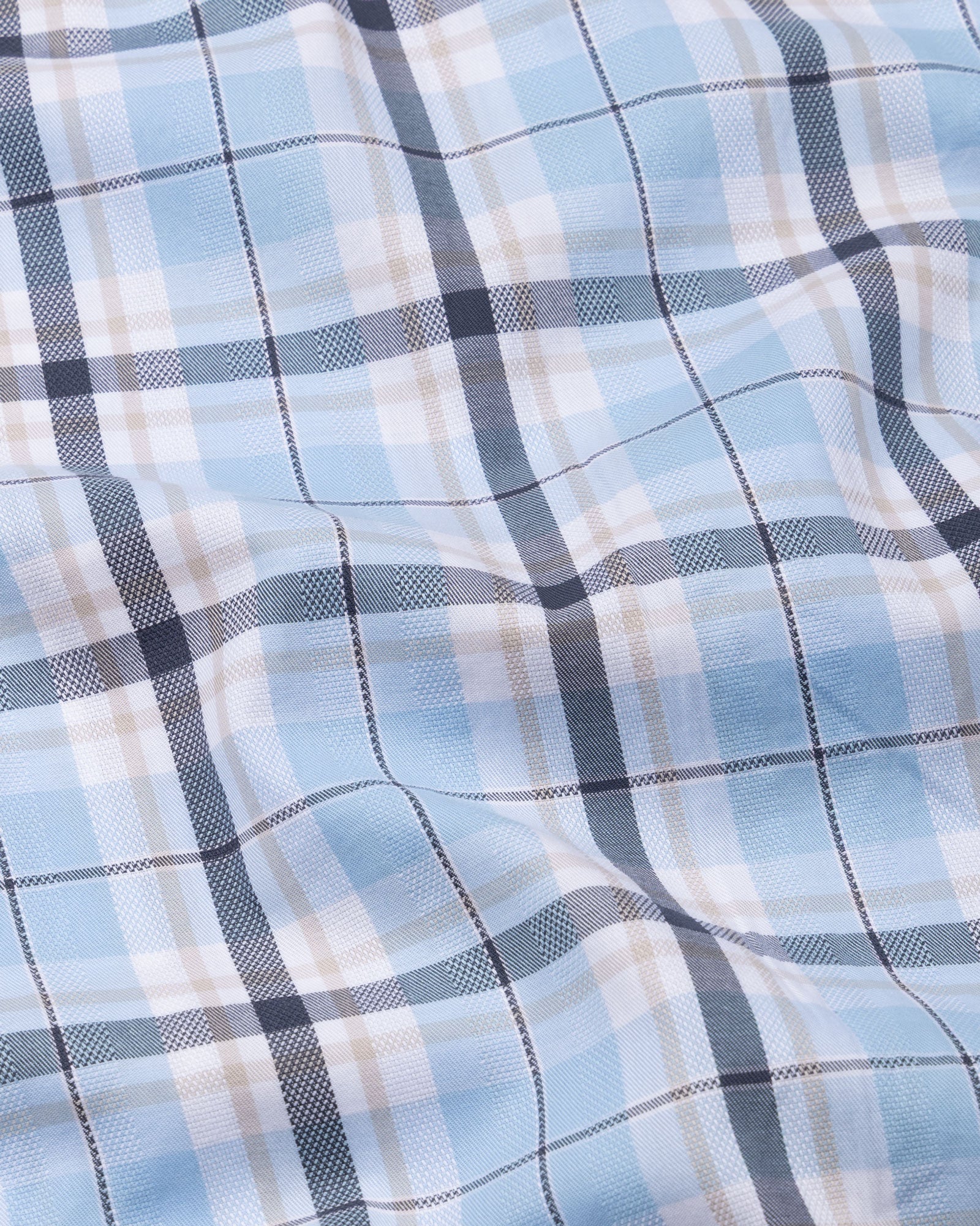 Karl Sky Blue Cotton Check Shirt - Bullane