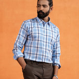 Karl Sky Blue Cotton Check Shirt