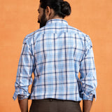 Karl Sky Blue Cotton Check Shirt