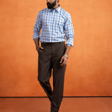 Karl Sky Blue Cotton Check Shirt