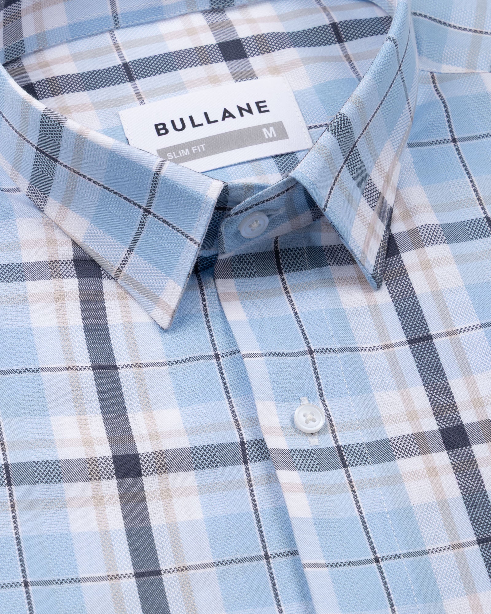 Karl Sky Blue Cotton Check Shirt - Bullane