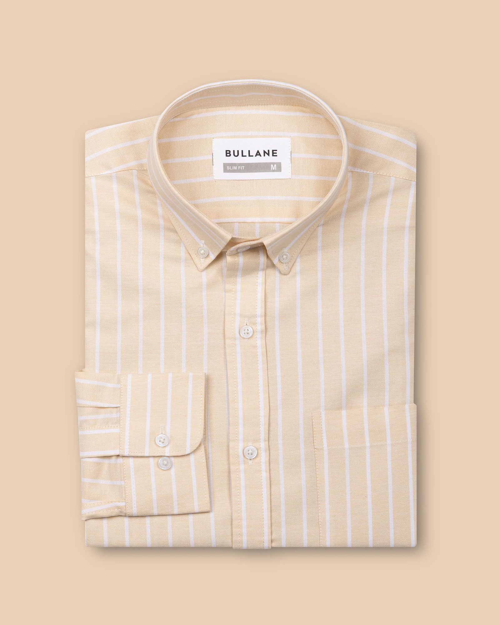 Julian Peach Oxford Cotton Stripe Button Down Shirt - Bullane