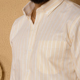 Julian Peach Oxford Cotton Stripe Button Down Shirt