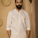 Julian Peach Oxford Cotton Stripe Button Down Shirt