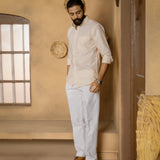 Julian Peach Oxford Cotton Stripe Button Down Shirt