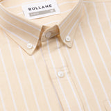 Julian Peach Oxford Cotton Stripe Button Down Shirt - Bullane