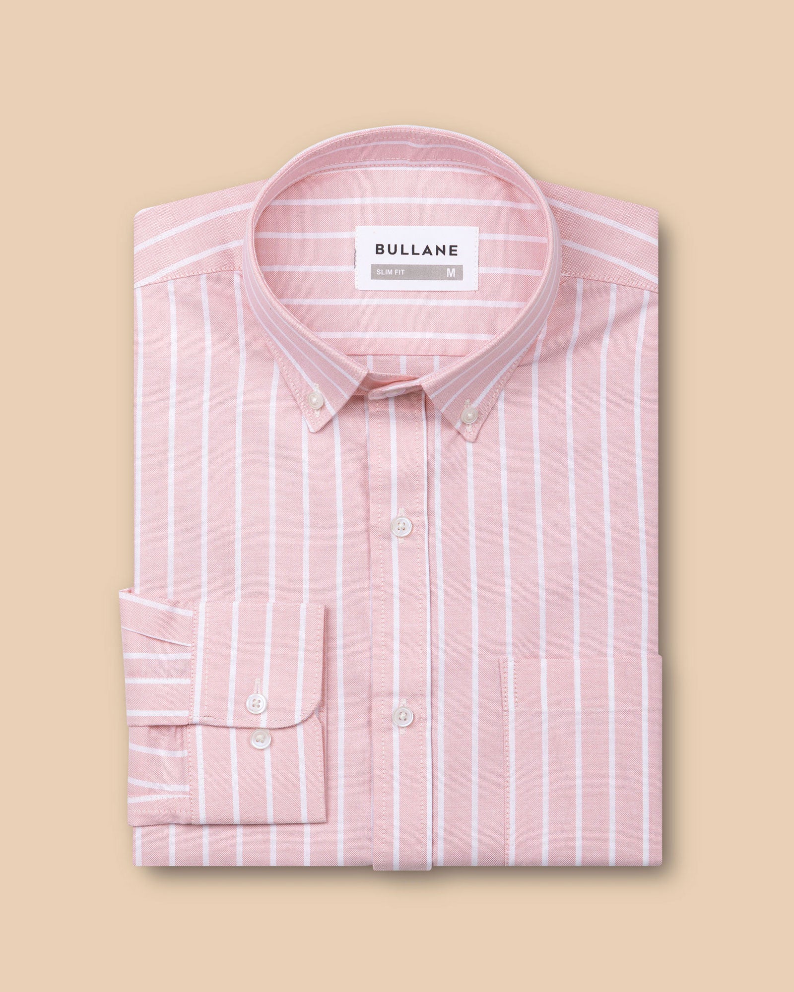 Julian Pink Oxford Cotton Stripe Button Down Shirt - Bullane