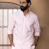 Julian Pink Oxford Cotton Stripe Button Down Shirt