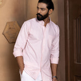 Julian Pink Oxford Cotton Stripe Button Down Shirt