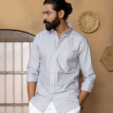 Julian Grey Oxford Cotton Stripe Button Down Shirt