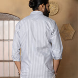 Julian Grey Oxford Cotton Stripe Button Down Shirt