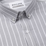 Julian Grey Oxford Cotton Stripe Button Down Shirt - Bullane