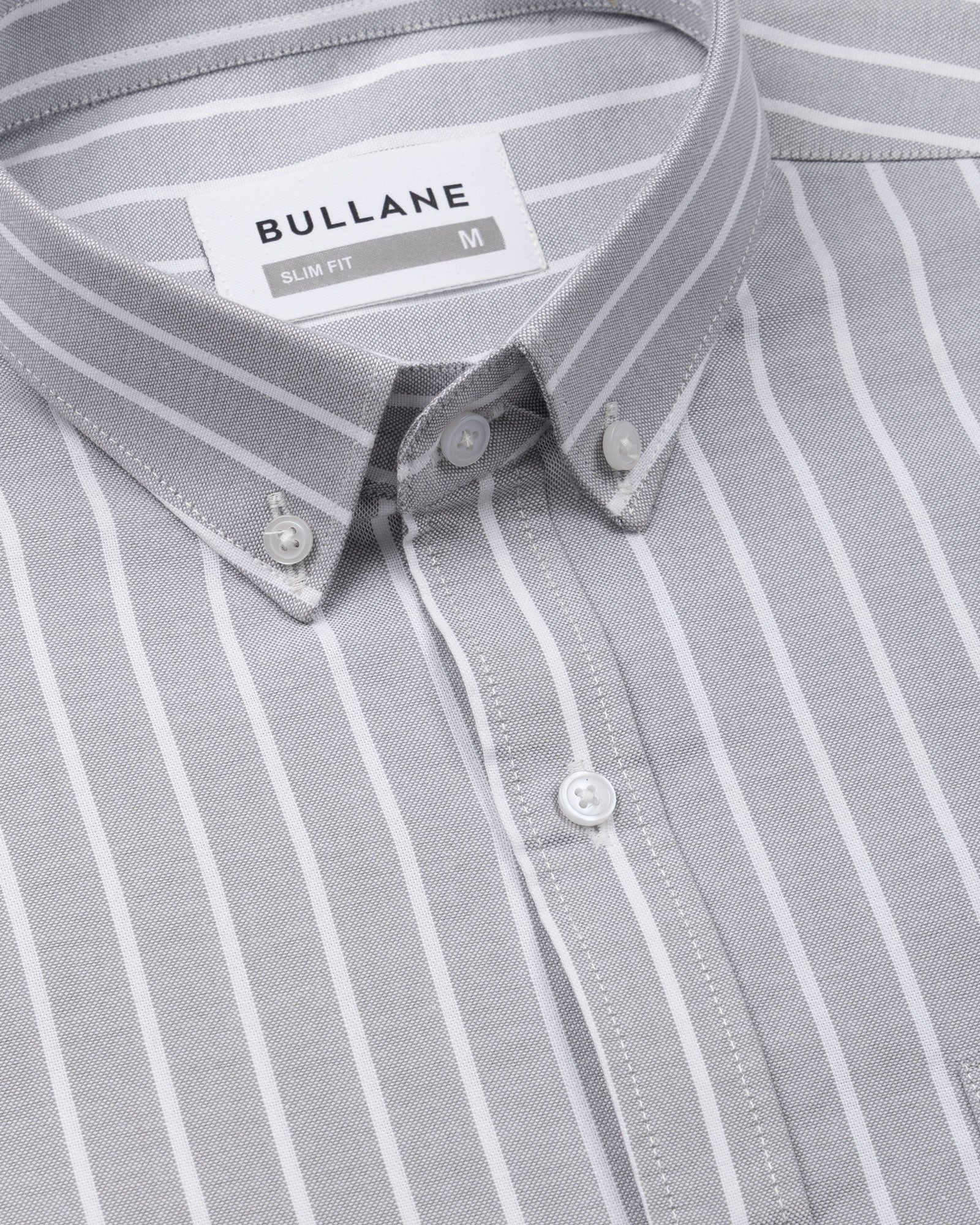 Julian Grey Oxford Cotton Stripe Button Down Shirt - Bullane