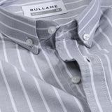 Julian Grey Oxford Cotton Stripe Button Down Shirt