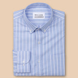 Julian Blue Oxford Cotton Stripe Button Down Shirt - Bullane