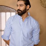 Julian Blue Oxford Cotton Stripe Button Down Shirt