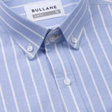 Julian Blue Oxford Cotton Stripe Button Down Shirt - Bullane