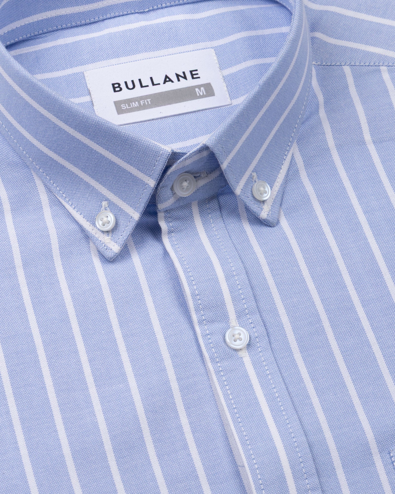 Julian Blue Oxford Cotton Stripe Button Down Shirt - Bullane