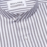 Armin Black Stripe Oxford Cotton Mandarin Shirt - Bullane