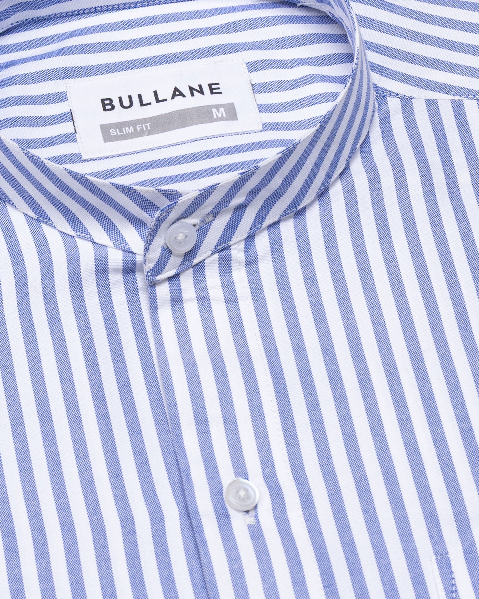 Armin Blue Stripe Oxford Cotton Mandarin Shirt - Bullane