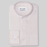 Armin Beige Stripe Oxford Cotton Mandarin Shirt - Bullane
