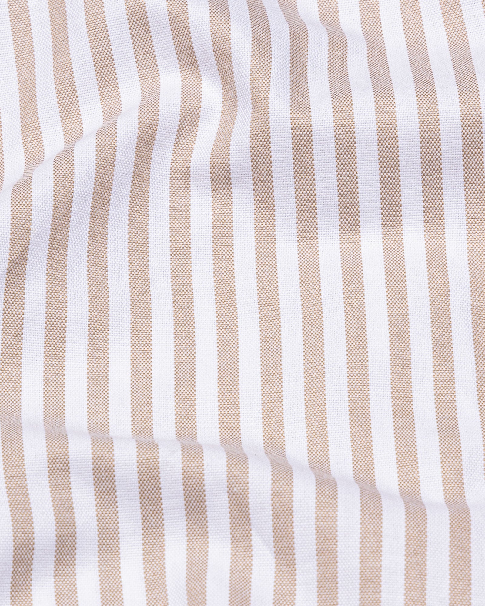 Armin Beige Stripe Oxford Cotton Mandarin Shirt - Bullane