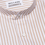 Armin Beige Stripe Oxford Cotton Mandarin Shirt