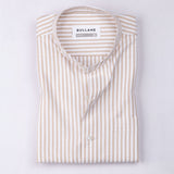 Armin Beige Stripe Oxford Cotton Mandarin Shirt