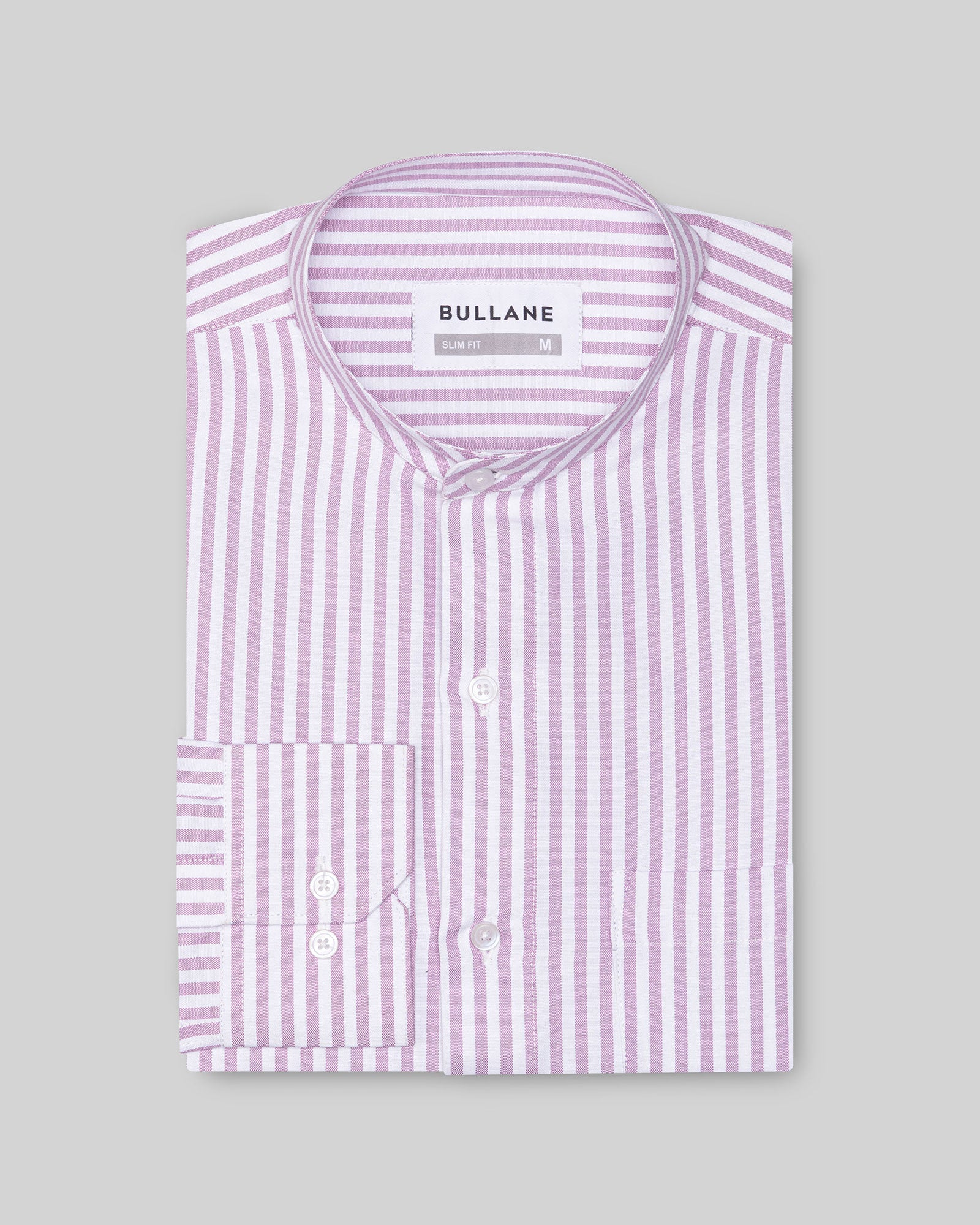 Armin Pink Stripe Oxford Cotton Mandarin Shirt - Bullane