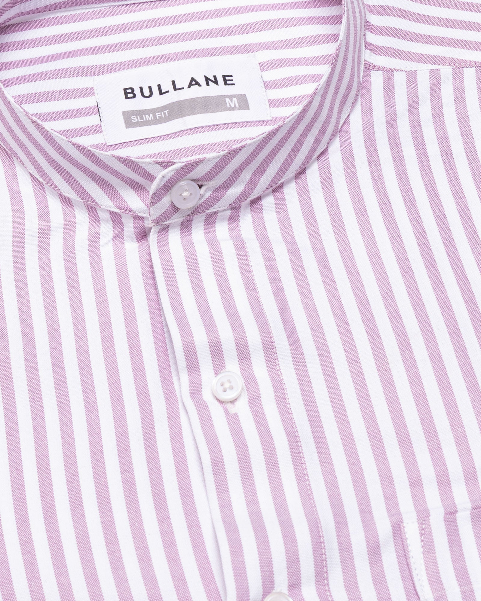 Armin Pink Stripe Oxford Cotton Mandarin Shirt - Bullane