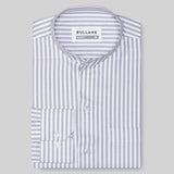 Armin Silver Stripe Oxford Cotton Mandarin Shirt - Bullane