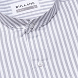 Armin Silver Stripe Oxford Cotton Mandarin Shirt - Bullane