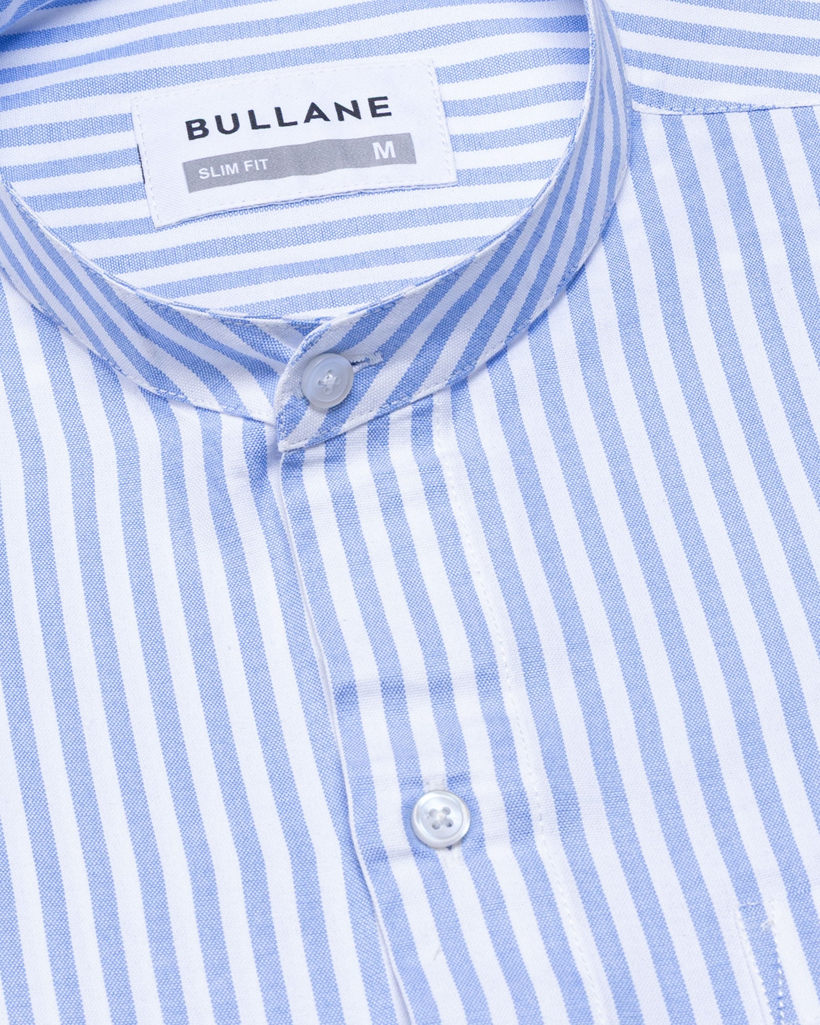 Armin Sky Blue Stripe Oxford Cotton Mandarin Shirt - Bullane