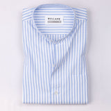 Armin Sky Blue Stripe Oxford Cotton Mandarin Shirt