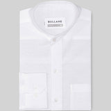 Axors White Linen Plain Mandarin Shirt - Bullane