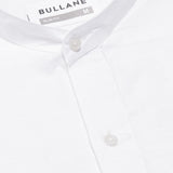 Axors White Linen Plain Mandarin Shirt - Bullane