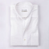 Axors White Linen Plain Mandarin Shirt