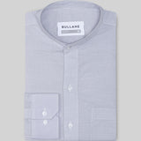 Axors SIlver Linen Plain Mandarin Shirt - Bullane