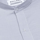 Axors SIlver Linen Plain Mandarin Shirt - Bullane
