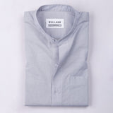 Axors SIlver Linen Plain Mandarin Shirt