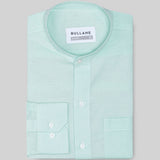 Axors Cyan Linen Plain Mandarin Shirt - Bullane