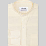 Axors Light Yellow Linen Plain Mandarin Shirt - Bullane