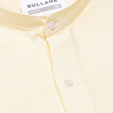 Axors Light Yellow Linen Plain Mandarin Shirt - Bullane