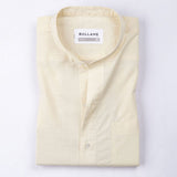 Axors Light Yellow Linen Plain Mandarin Shirt