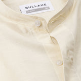 Axors Light Yellow Linen Plain Mandarin Shirt