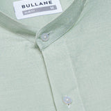 Axors Light Olive Linen Plain Mandarin Shirt - Bullane