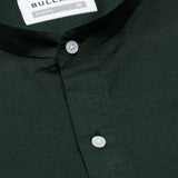 Axors Green Linen Plain Mandarin Shirt - Bullane