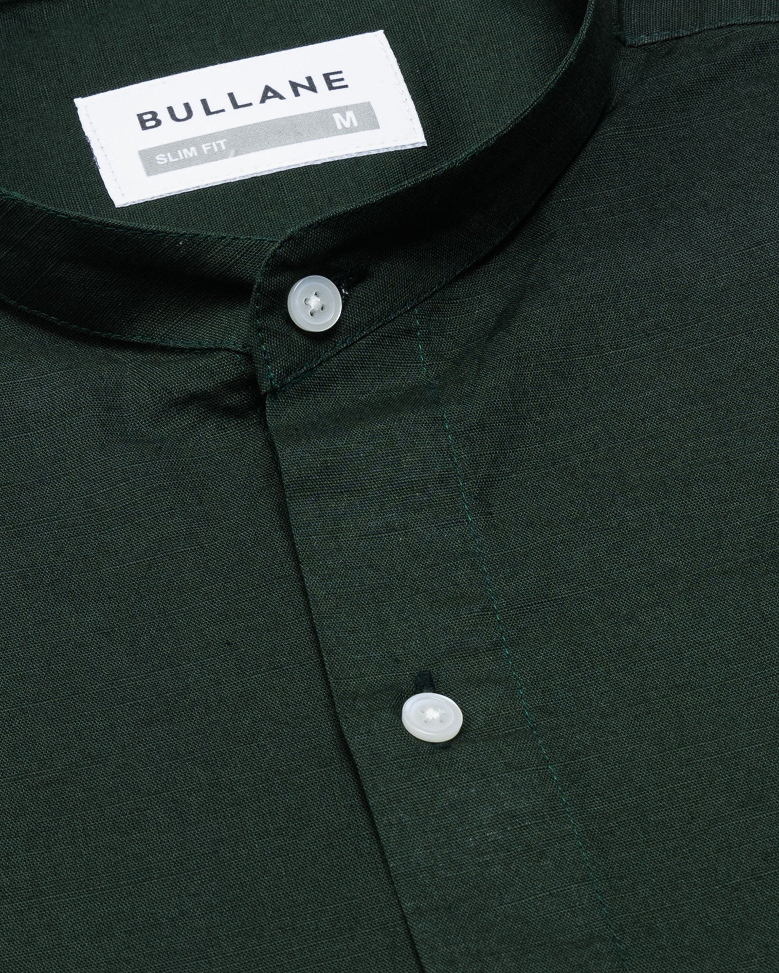 Axors Green Linen Plain Mandarin Shirt - Bullane